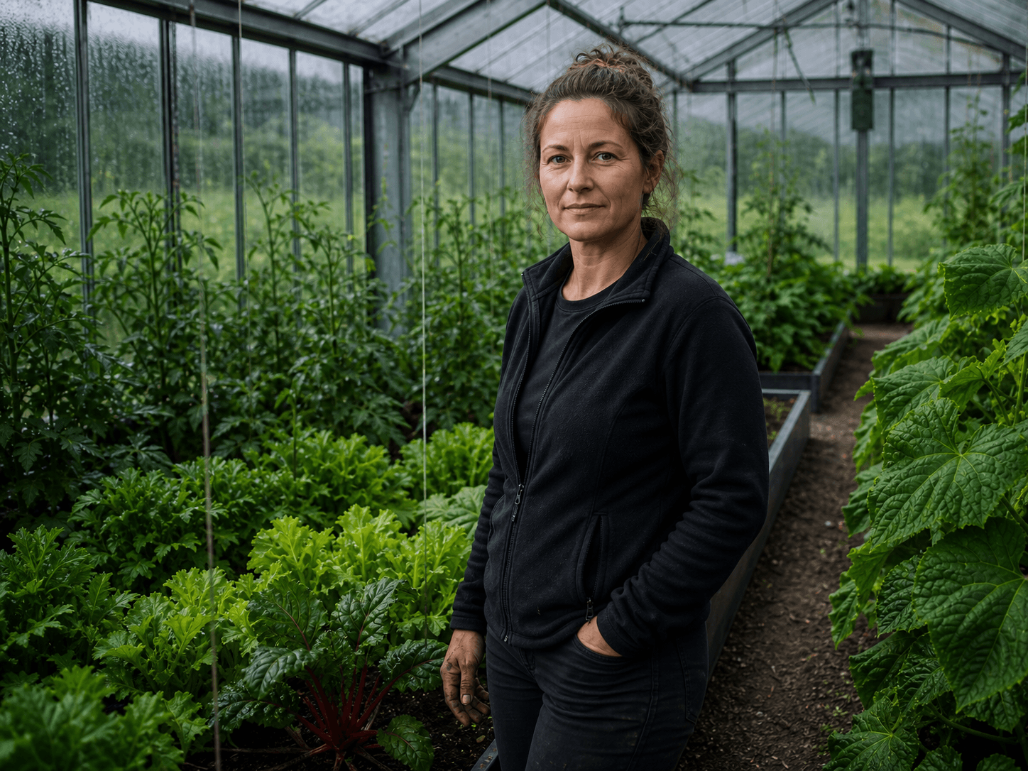 A producer in a modern glasshouse